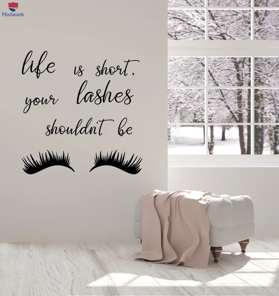 Dekorasyon Duvar Sticker Uzun Kirpikler Güzellik Salonu Qoute Makyaj Moda Çıkartmaları