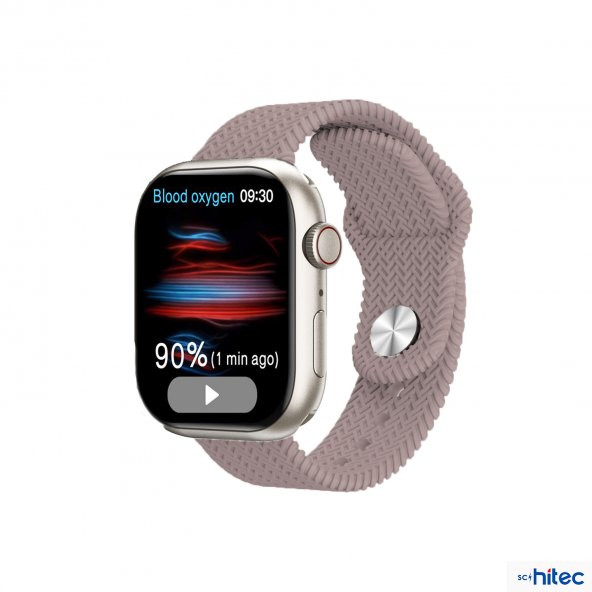 ScHitec 42-49mm Yeni Nesil Apple Uyumlu Akıllı Saat Kordonu Silikon Krem - 2
