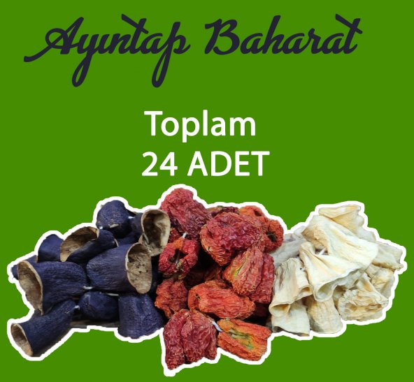 Karışık Dolmalık Kurutulmuş Kabak-Patlıcan-Tatlı Biber 1 Paket (24 Adet)