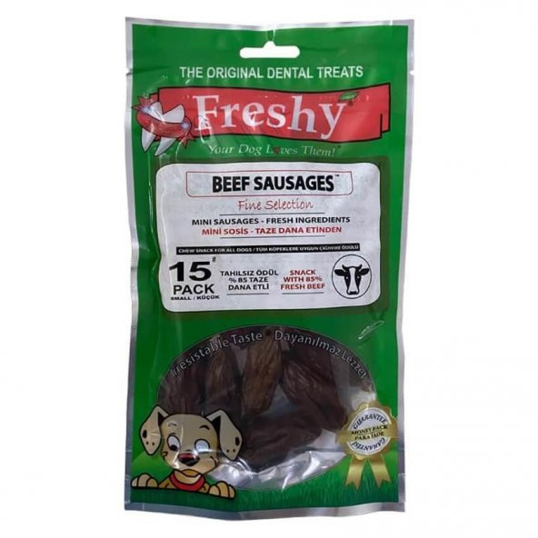 Freshy Beef Sausages Tahılsız Sosis Köpek Ödülü 15'li