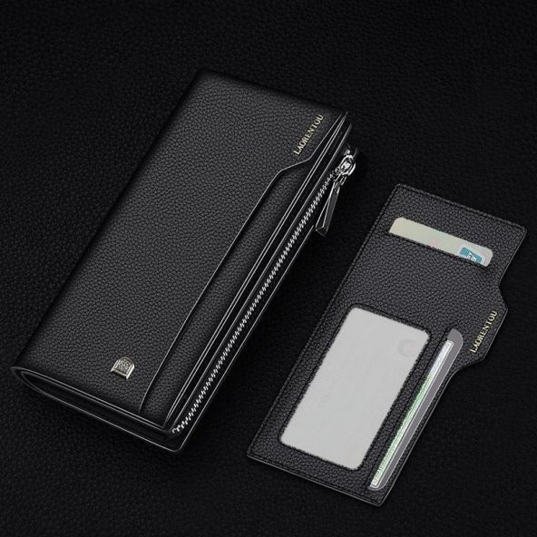 LAORENTOU BUSINESS İTALYAN DERİ-UZUN ERKEK CÜZDAN-ERKEK KARTLIK SİYAH - 3