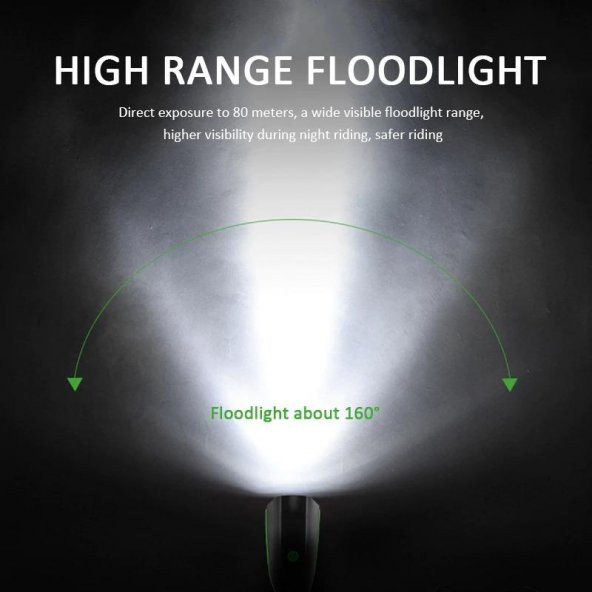 XML-T6 LED 1200 Mah Su Geçirmez Far Kornalı Bisiklet Feneri - 5