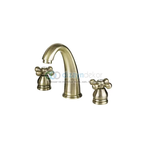 Bronz Antik 3 Delikli Lavabo Bataryası 290565