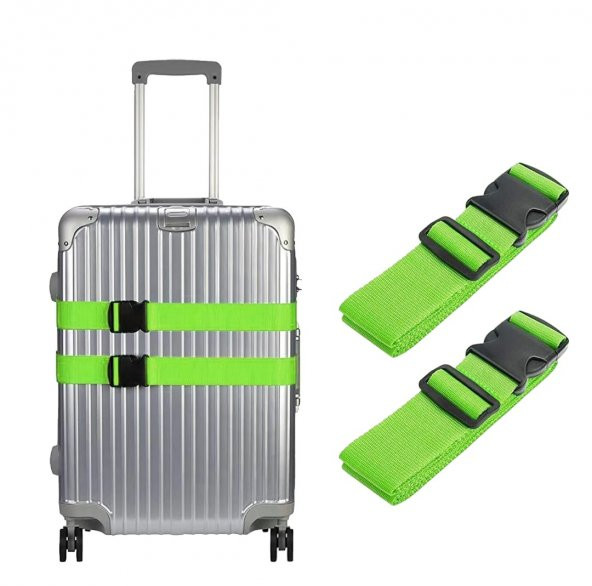 2 Adet Yeşil Renk Valiz Bavul Emniyet Kemeri Bütün Valizlere Uyar En 4cm