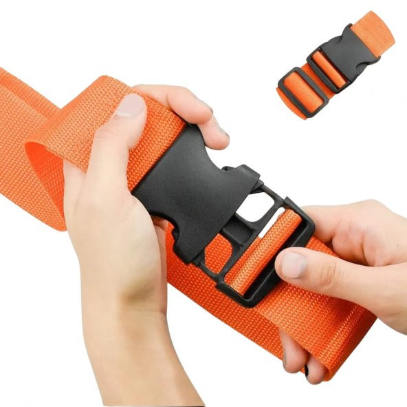 2 Adet Turuncu Renk Valiz Bavul Emniyet Kemeri Bütün Valizlere Uyar En 4cm - 2