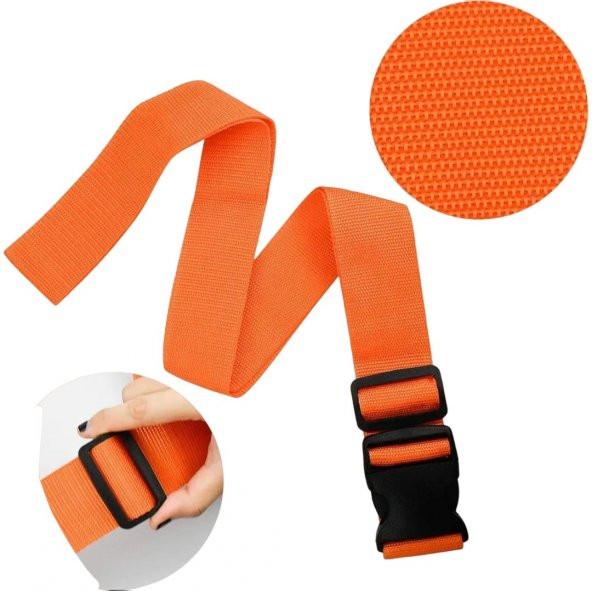 2 Adet Turuncu Renk Valiz Bavul Emniyet Kemeri Bütün Valizlere Uyar En 4cm - 3