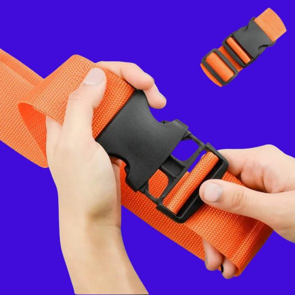 2 Adet Turuncu Renk Valiz Bavul Emniyet Kemeri Bütün Valizlere Uyar En 4cm - 6