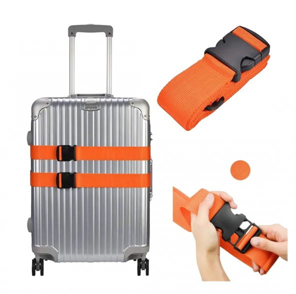 2 Adet Turuncu Renk Valiz Bavul Emniyet Kemeri Bütün Valizlere Uyar En 4cm