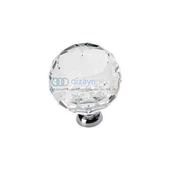 Kristal Cam Düğme Kulp 20 Mm. Krom