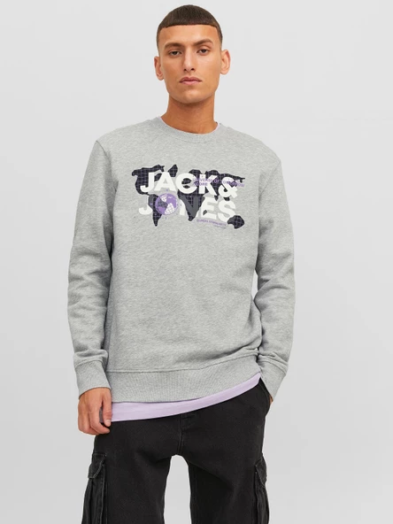 JACK JONES Yazılı Bisiklet Yaka Erkek Sweatshirt 12240211 - Resim 3