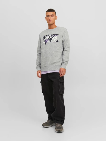 JACK JONES Yazılı Bisiklet Yaka Erkek Sweatshirt 12240211 - Resim 4