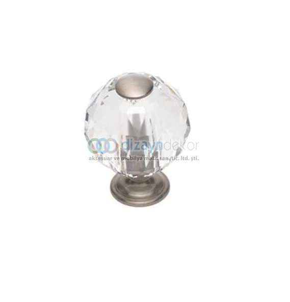 Kristal Cam Düğme Kulp 40 Mm. Krom Lüx