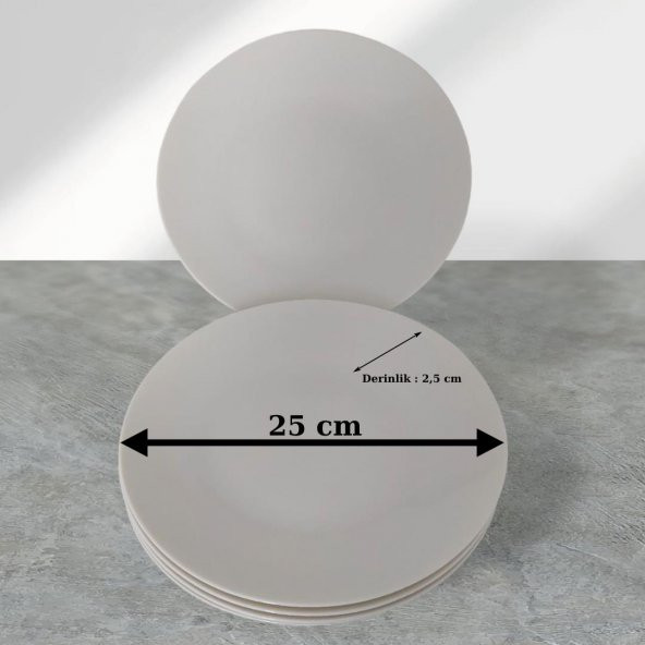 Güral Porselen Atina Fine Bone 6 lı Servis Tabağı Takımı, 25 cm - 2