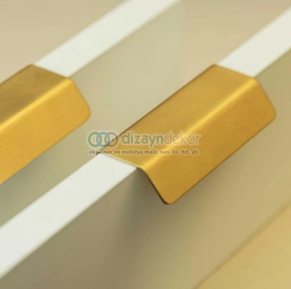 Pvd Mat Sarı Gold Altın L Tipi Paslanmaz Kulp 64 Mm