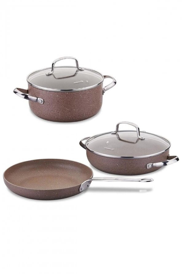 Korkmaz Browni 26 CM Karnıyarık Tava ve 24 CM Derin Tencere Seti