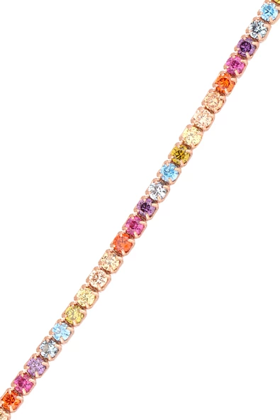 Renkli Taşlı Gümüş Suyolu Halhal 2 mm - 4