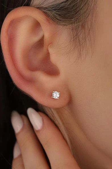 Büyük Taşlı Sallantılı Gümüş Zincir Küpe - 5