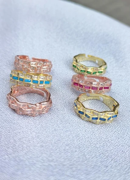 Beyaz Baget Taşlı Gümüş Yüzük - Resim 5