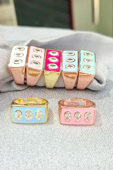 Pembe Taşlı Mineli Gümüş Yüzük - 5