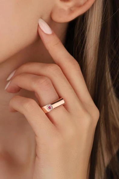 Mercan Taşlı Yılan Kafası Gümüş Yüzük ürün görseli