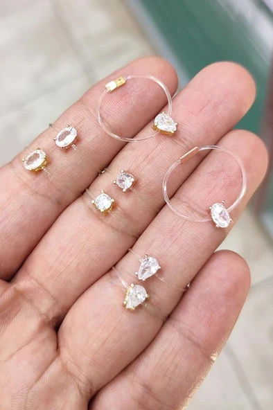 Damla Tek Taşlı Misinalı Gümüş Hayalet Yüzük - 6