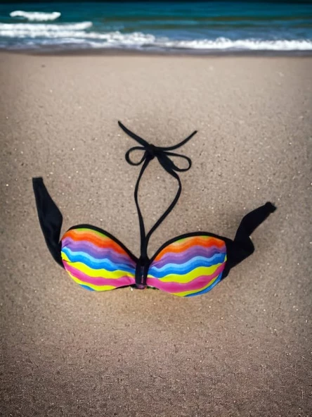 Bağcıklı Straplez Dolgulu Bikini Üstü - Renk Çok Renkli - Bedenler 34/36/38/40
