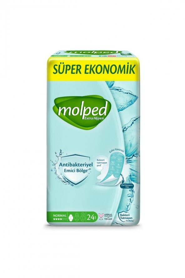 Molped  Extra Hijyen Antibakteriyel Ped Seko Normal 24lü