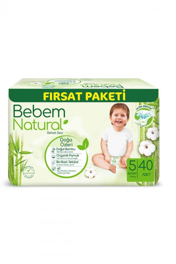 Bebem Natural  Bebek Bezi Midi 5 Beden Fırsat Paketi 40 Adet