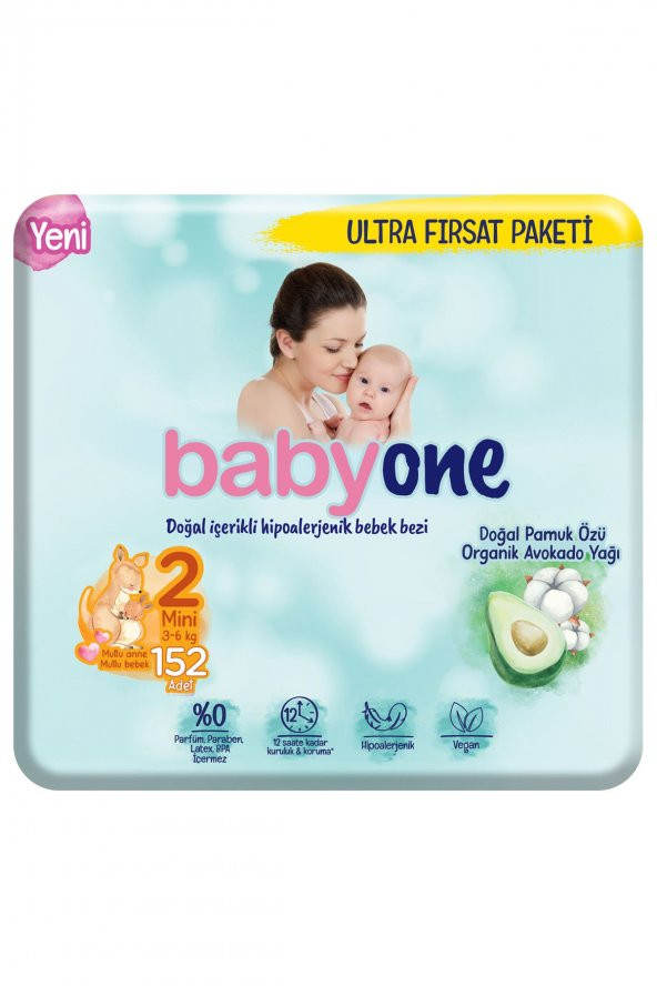 Babyone  Yeni Bebek Bezi 2 Beden Mini Ultra Fırsat Paketi 152 Adet