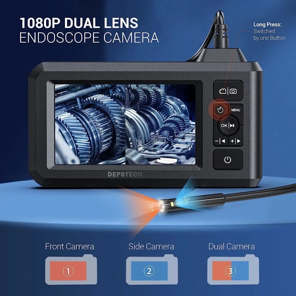 DEPSTECH Çift Lensli Endüstriyel Dijital Endoskop, 1080P - 5m - 2
