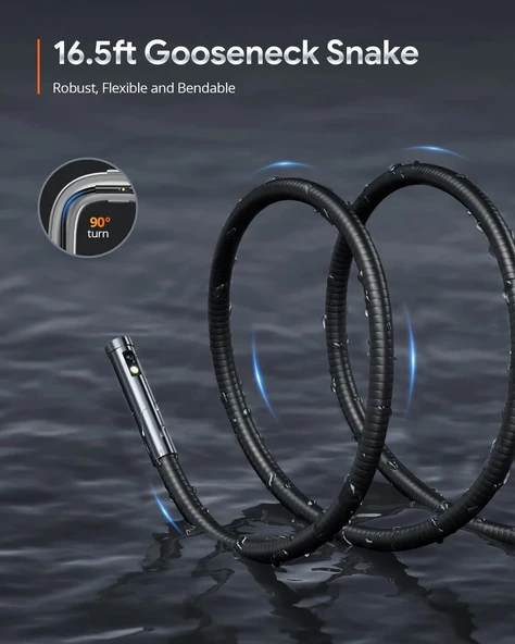 DEPSTECH Üç Lensli Boroskop, 5'' IPS Ekranlı Muayene Kamerası - 5m - 2