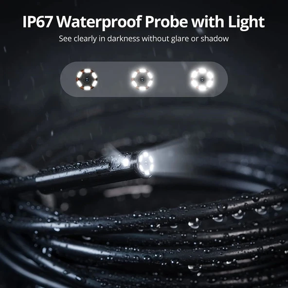 DEPSTECH Çift Lensli Endoskop Kamera, Işıklı, 1080P HD - 5m - 4