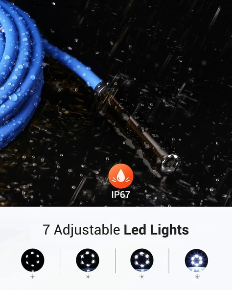 DEPSTECH Çift Lensli Kablosuz Endoskop, 1080P Yılan Kamera Mavi - 5m - 4