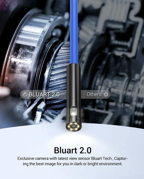 DEPSTECH Çift Lensli Kablosuz Endoskop, 1080P Yılan Kamera Mavi - 5m - 3