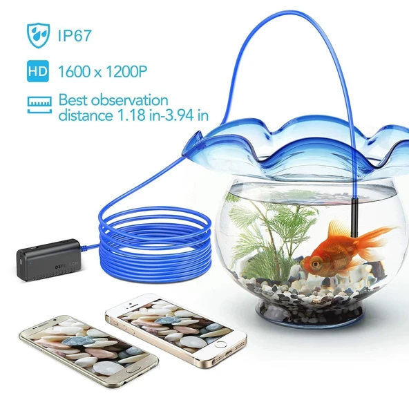 DEPSTECH Kablosuz Endoskop, Boreskop Muayenesi 2.0MP - Mavi 3.5m - Resim 3