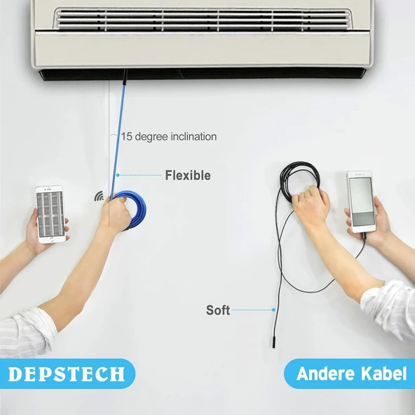 DEPSTECH Kablosuz Endoskop, Boreskop Muayenesi 2.0MP - Mavi 3.5m - Resim 2