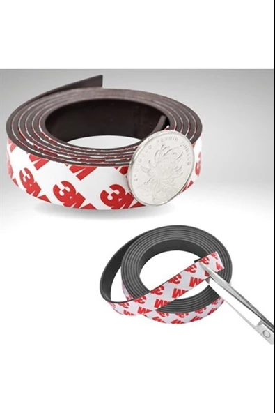 Contacall Yapışkanlı Şerit Mıknatıs Magnet Kes Kullan Siyah Genişlik 20 mm, Kalınlık 1,5 mm