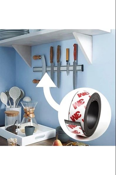 Contacall Yapışkanlı Şerit Mıknatıs Magnet Kes Kullan  Siyah Genişlik 20 mm, Kalınlık 1,5 mm - 3