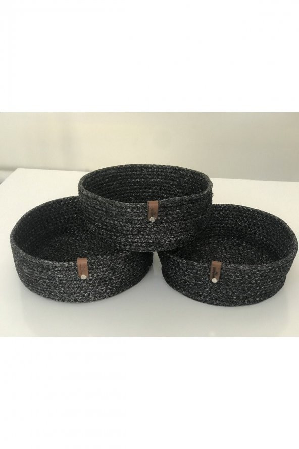 Çok Amaçlı 3lü Sepet, Jüt Sepet, Dekoratif Sepet Set, Hasır Sepet Çap 26x23x20 Cm Yükseklik 8cmdir