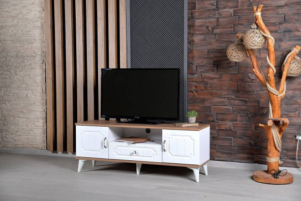 701 140CM COUNTRY CEVİZ BEYAZ TV SEHPA