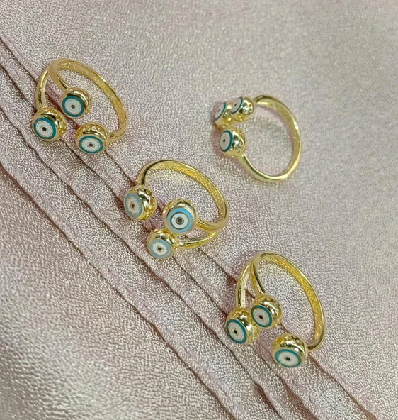 Mineli 3 Gözlü Gümüş Yüzük - Resim 5