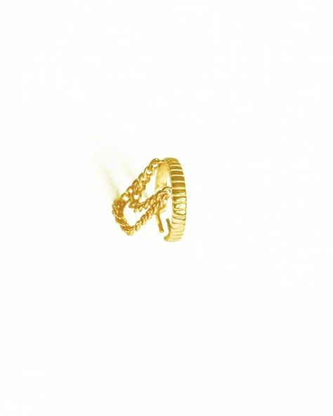 Taşsız Zincirli Gümüş Yüzük - 3