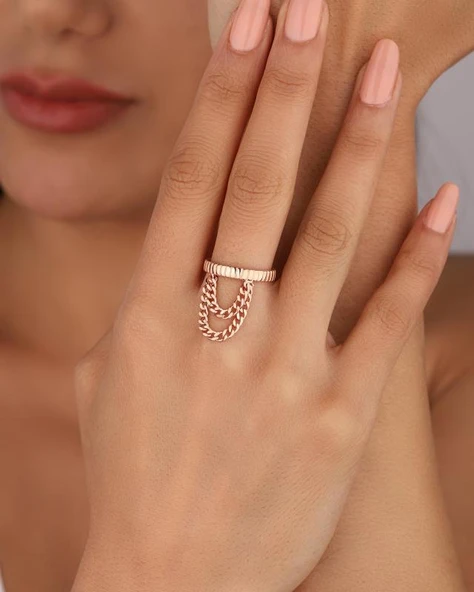 Taşsız Zincirli Gümüş Yüzük - Resim 5