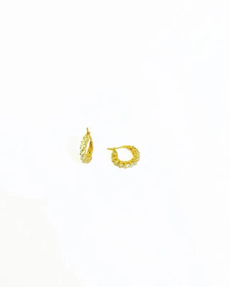 Büyük Beyaz Taşlı Halka Gümüş Küpe - 3