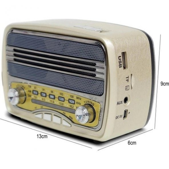 CMIK MK-139 BT-USB-SD-FM-AM-SW-TF BLUETOOTH ŞARJLI PİLLİ AÇIK RENK NOSTALJİK RADYO ürün görseli