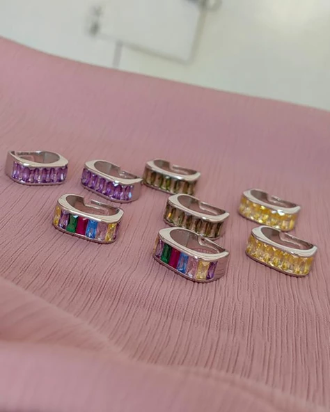 Ruby Baget Taşlı Gümüş Yüzük - 2