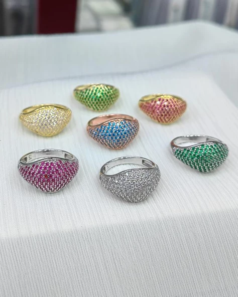 Beyaz Taşlı  Gümüş Serçe Parmak Yüzüğü - 2