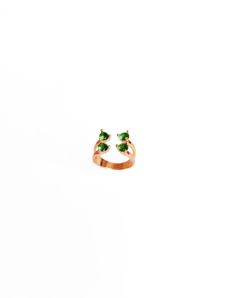 Renkli Taşlı Gümüş Yüzük - Resim 4