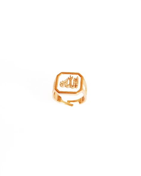 Arapça Cam Üzerine Allah Yazılı Gümüş Yüzük - Resim 5