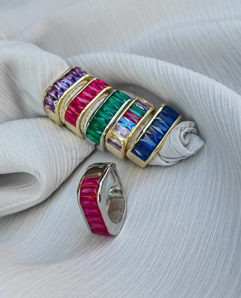 Lacivert Baget Taşlı Gümüş Yüzük - 2